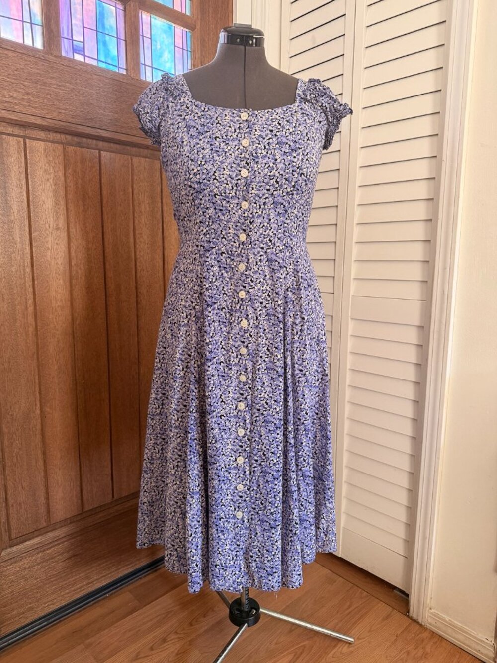 E.D. Michaels Vintage Floral Dress in Purple & Black Cottagecore